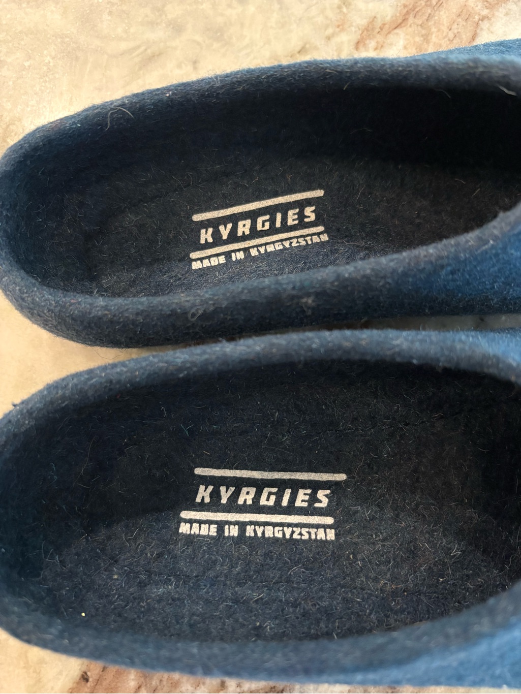 Kyrgies Classic Navy Wool Side Slipper Shows Womens Size 38 Handcrafted — image 3 of 8